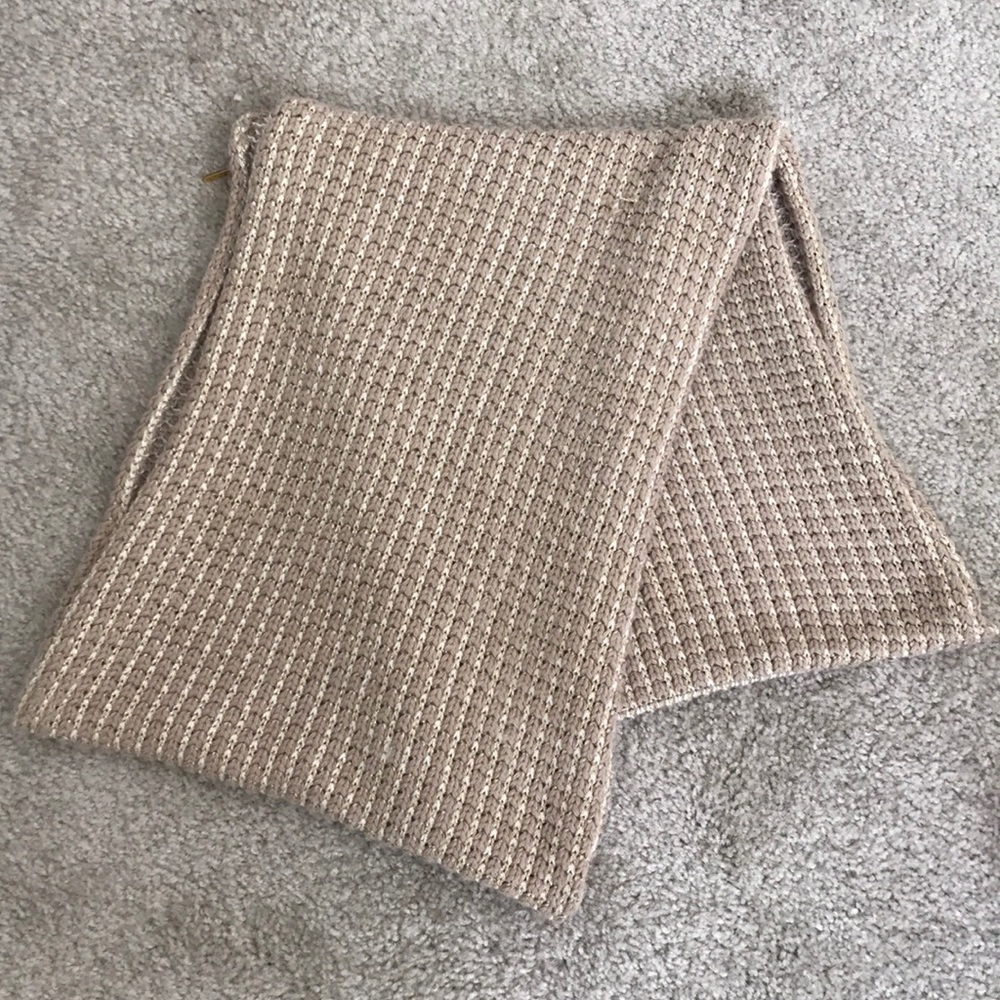 Calvin Klein Tan and Metallic Knit Infinity Scarf